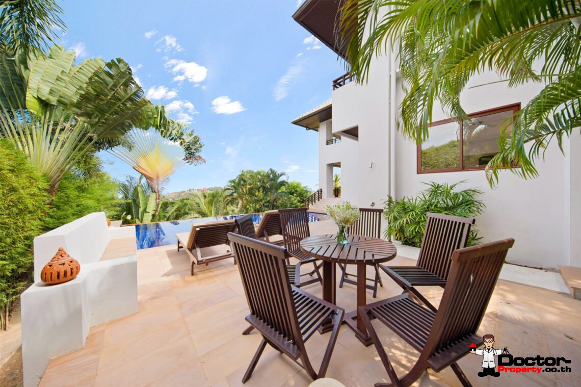 4 Bedroom Pool Villa with Sea View in Choeng Mon, Koh Samui – For Sale