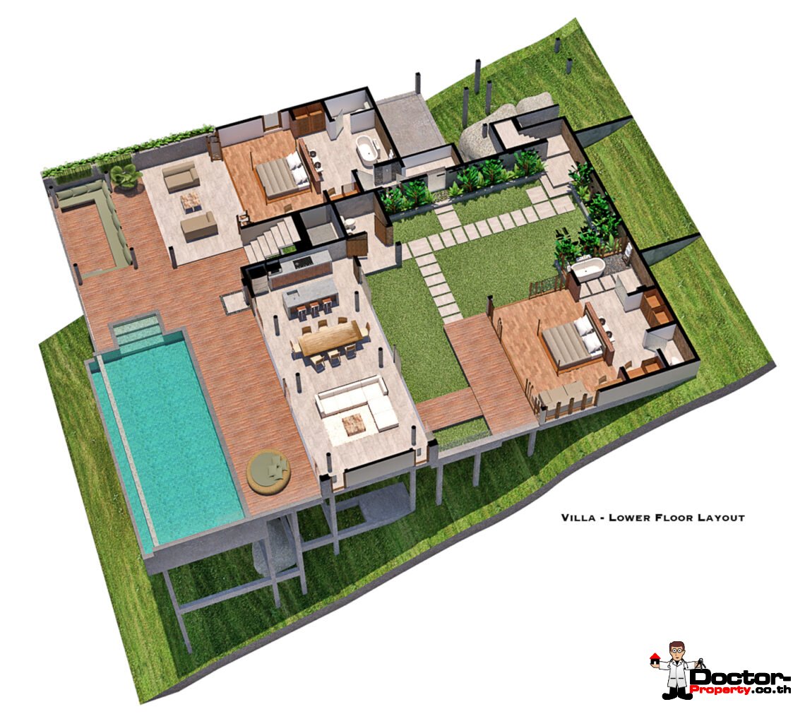 4 Bedroom Pool Villa with Sea View in Chaweng Noi, Koh Samui – For Sale