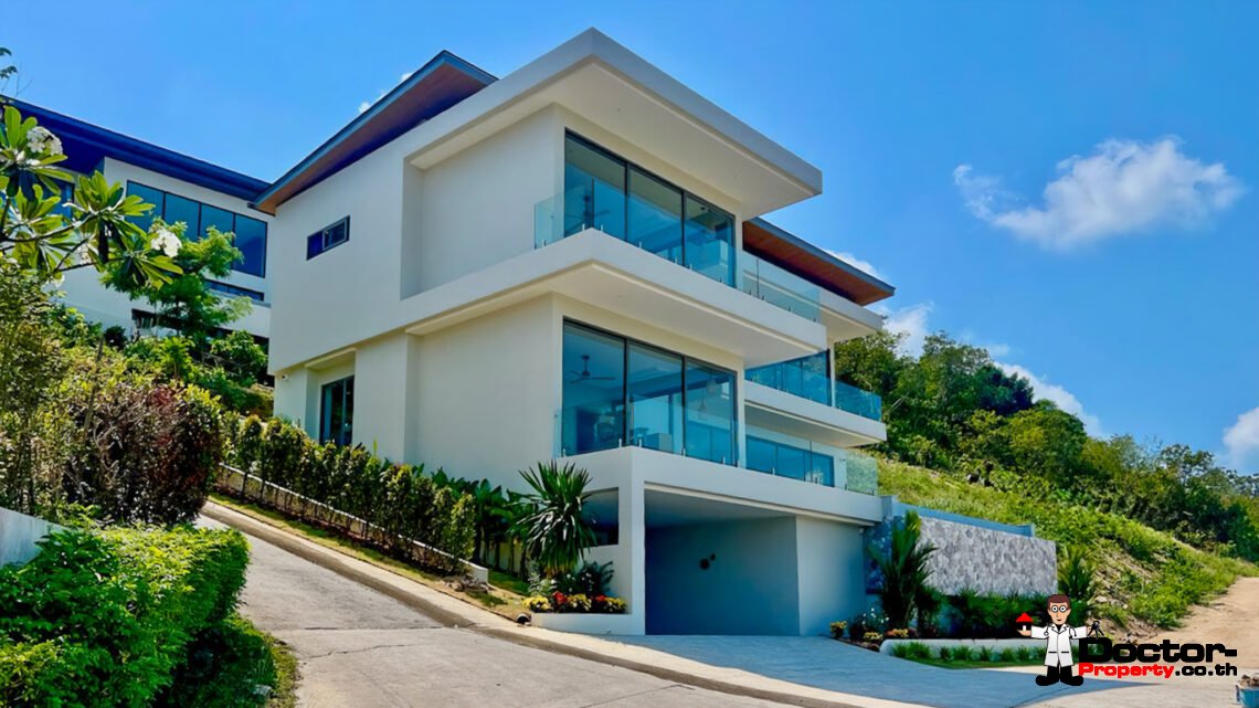 New 3 Bedroom Pool Villa with Sea View in Plai Laem, Koh Samui – For Sale