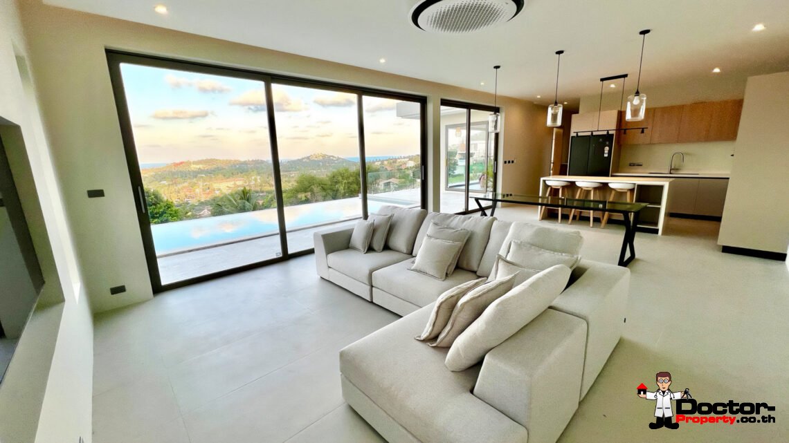 New 3 Bedroom Pool Villa with Sea View in Plai Laem, Koh Samui – For Sale