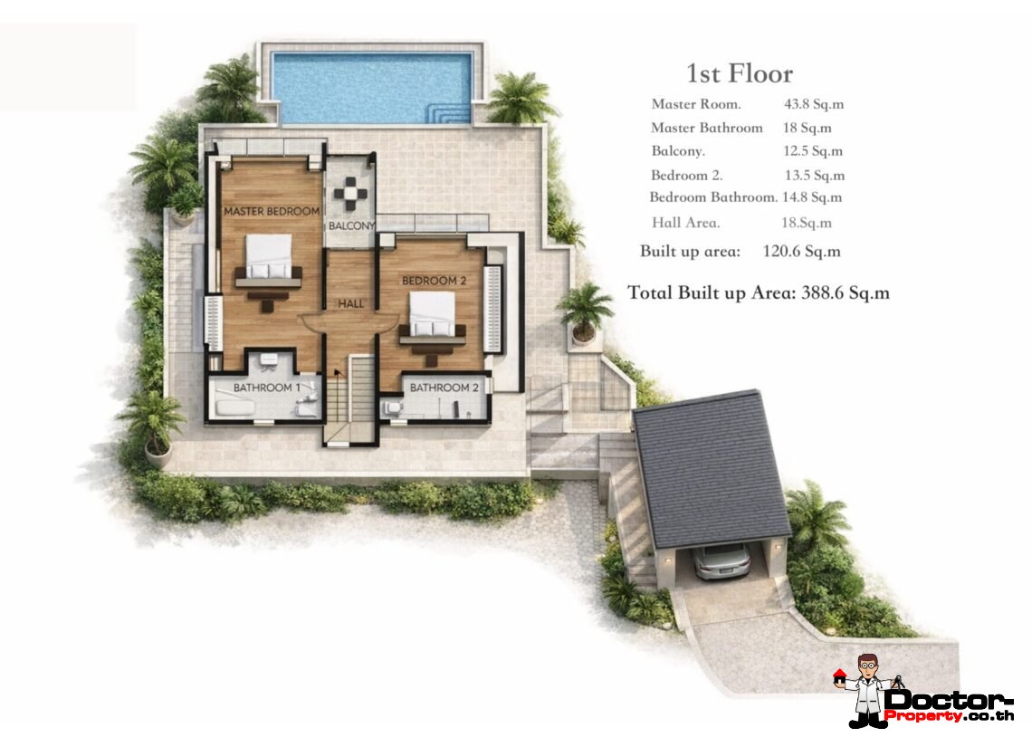 Spacious 3 Bedroom Private Pool Villa with Sea View in Leam Set, Koh Samui – For Sale