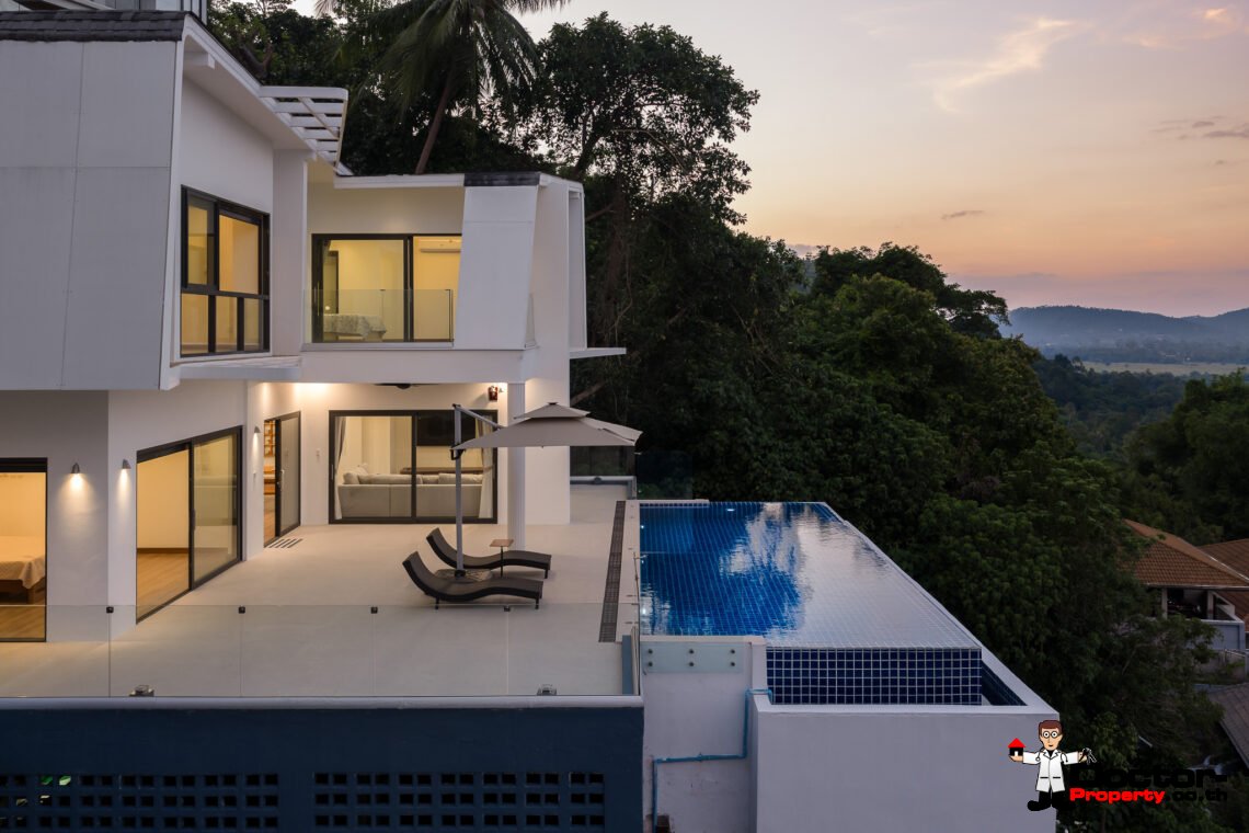 Spacious 3 Bedroom Private Pool Villa with Sea View in Leam Set, Koh Samui – For Sale