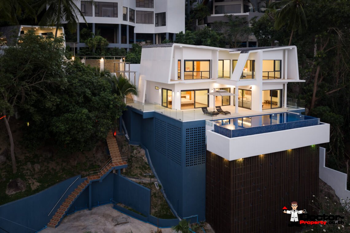Spacious 3 Bedroom Private Pool Villa with Sea View in Leam Set, Koh Samui – For Sale