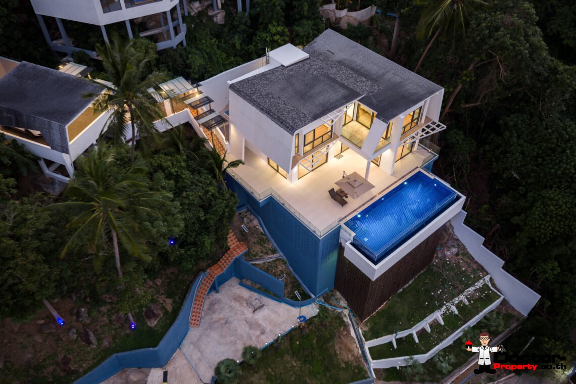 Spacious 3 Bedroom Private Pool Villa with Sea View in Leam Set, Koh Samui – For Sale