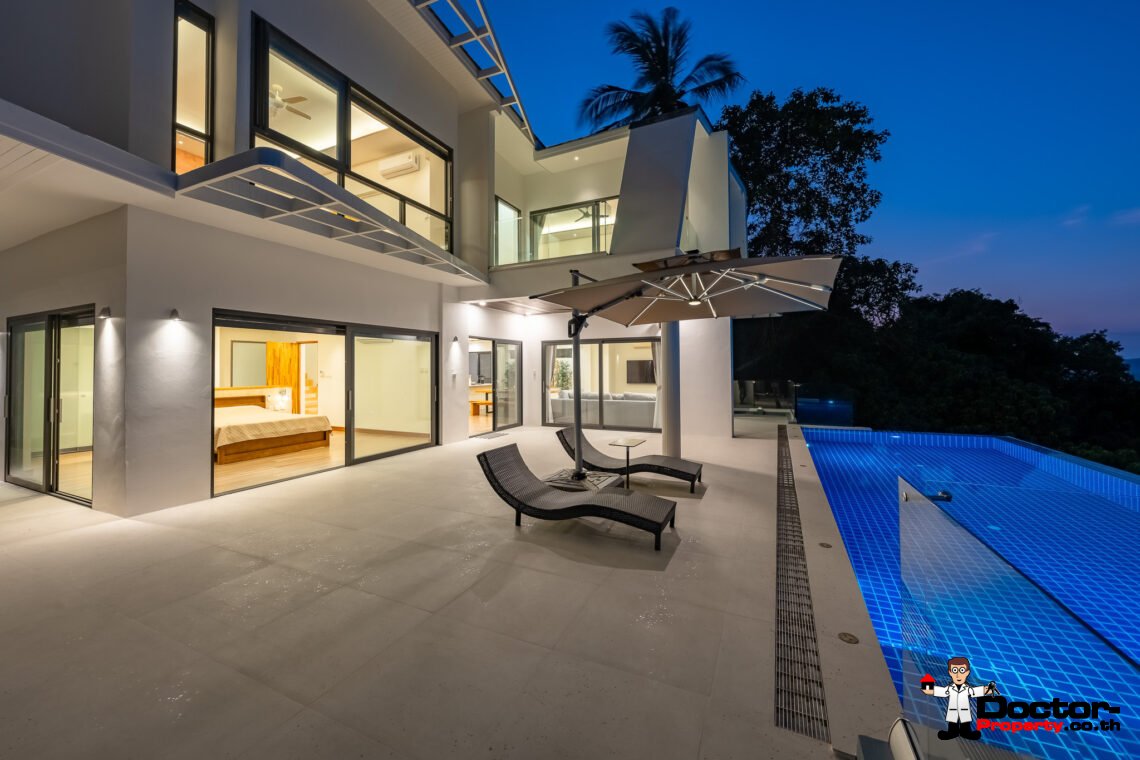 Spacious 3 Bedroom Private Pool Villa with Sea View in Leam Set, Koh Samui – For Sale