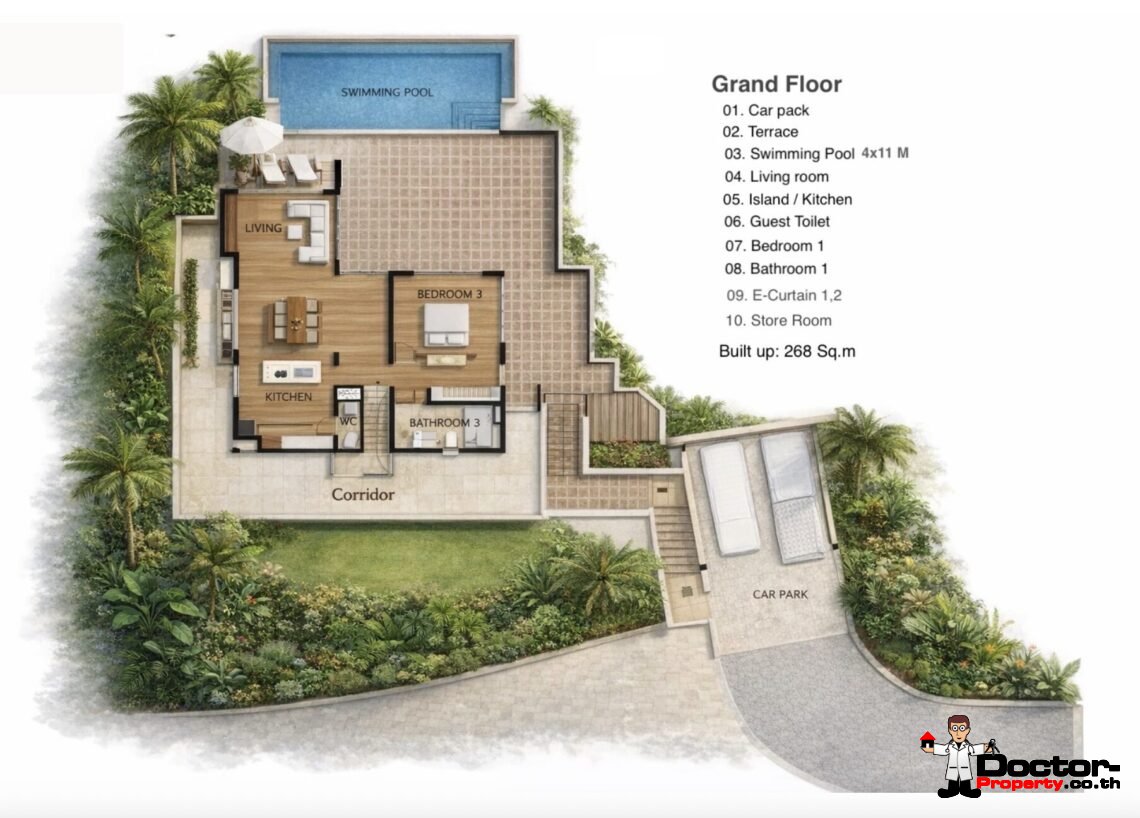 Spacious 3 Bedroom Private Pool Villa with Sea View in Leam Set, Koh Samui – For Sale