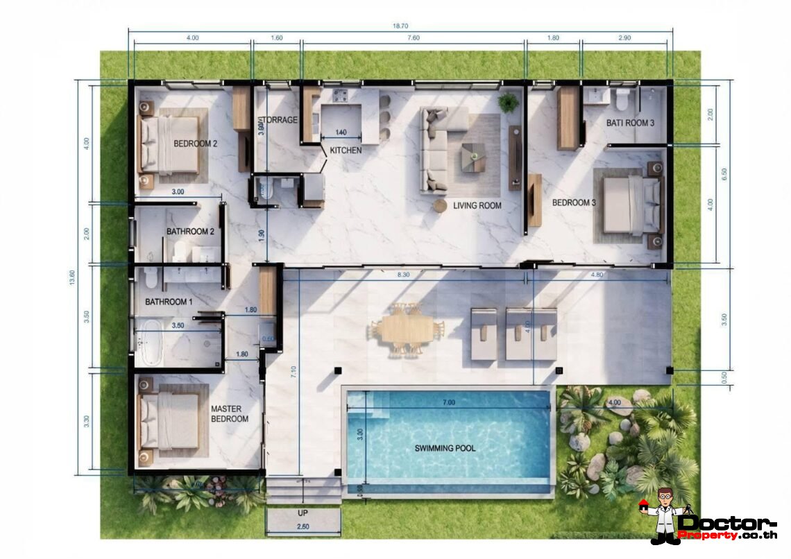 Modern Tropical 3 Bedroom Pool Villa in Lamai, Koh Samui – For Sale