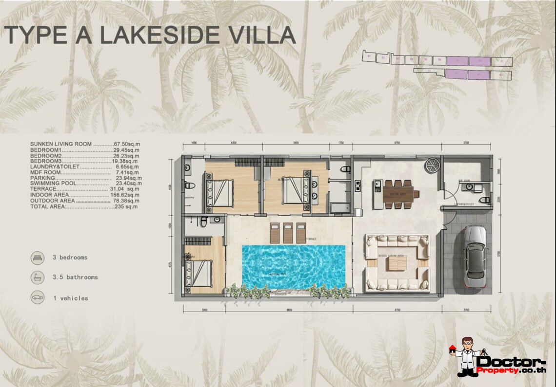 3 Bedroom Pool Villa with Lakeside in Chaweng, Koh Samui – For Sale