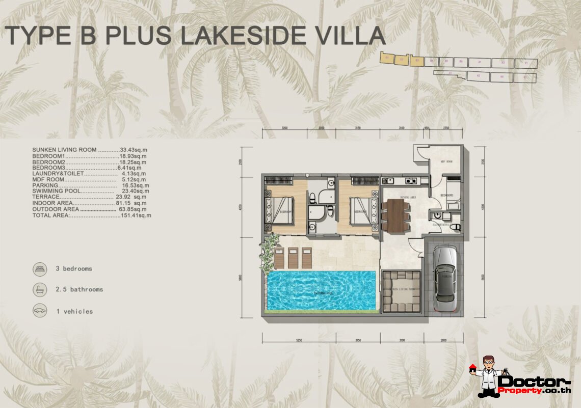 3 Bedroom Pool Villa with Lakeside in Chaweng, Koh Samui – For Sale