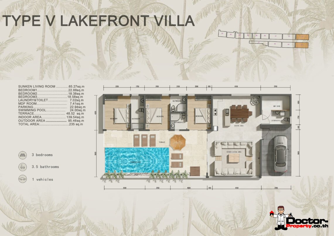 3 Bedroom Pool Villa with Lakeside in Chaweng, Koh Samui – For Sale