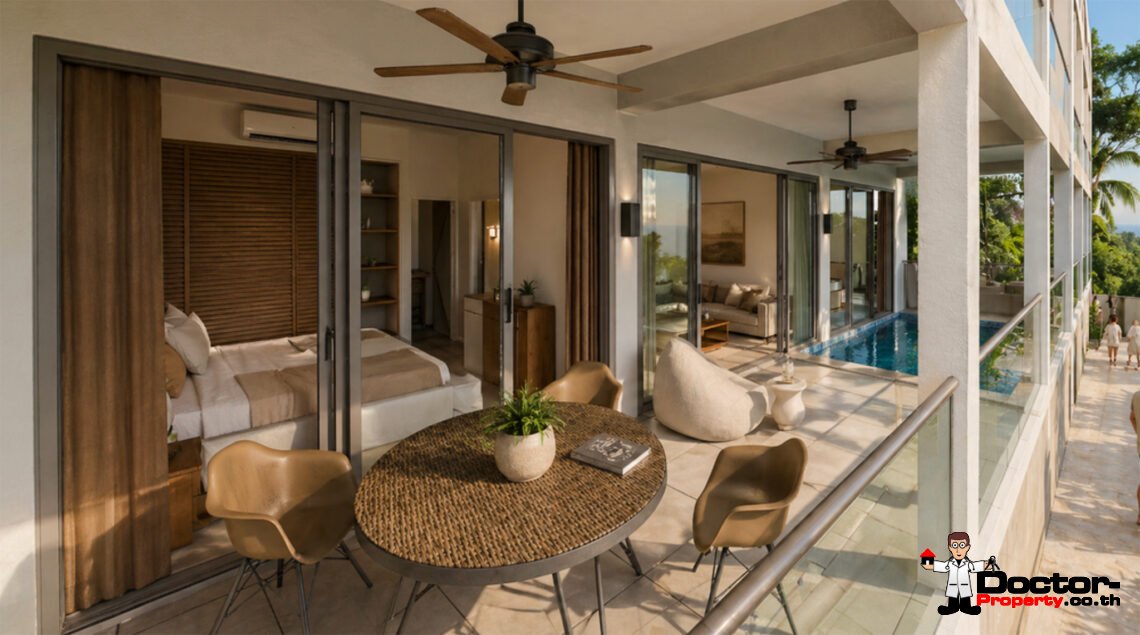 2 Bedroom Apartment with Sea View in Na Mueang, Koh Samui – For Sale