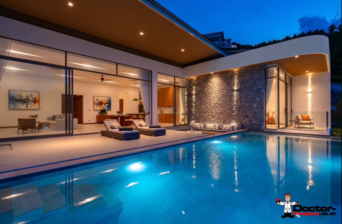Luxury 3-4 Bedroom Private Pool Villa with Sea View in Chaweng Noi, Koh Samui – For Sale