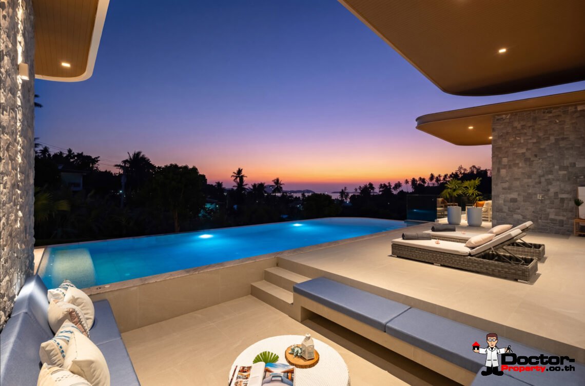 Luxury 3-4 Bedroom Private Pool Villa with Sea View in Chaweng Noi, Koh Samui – For Sale