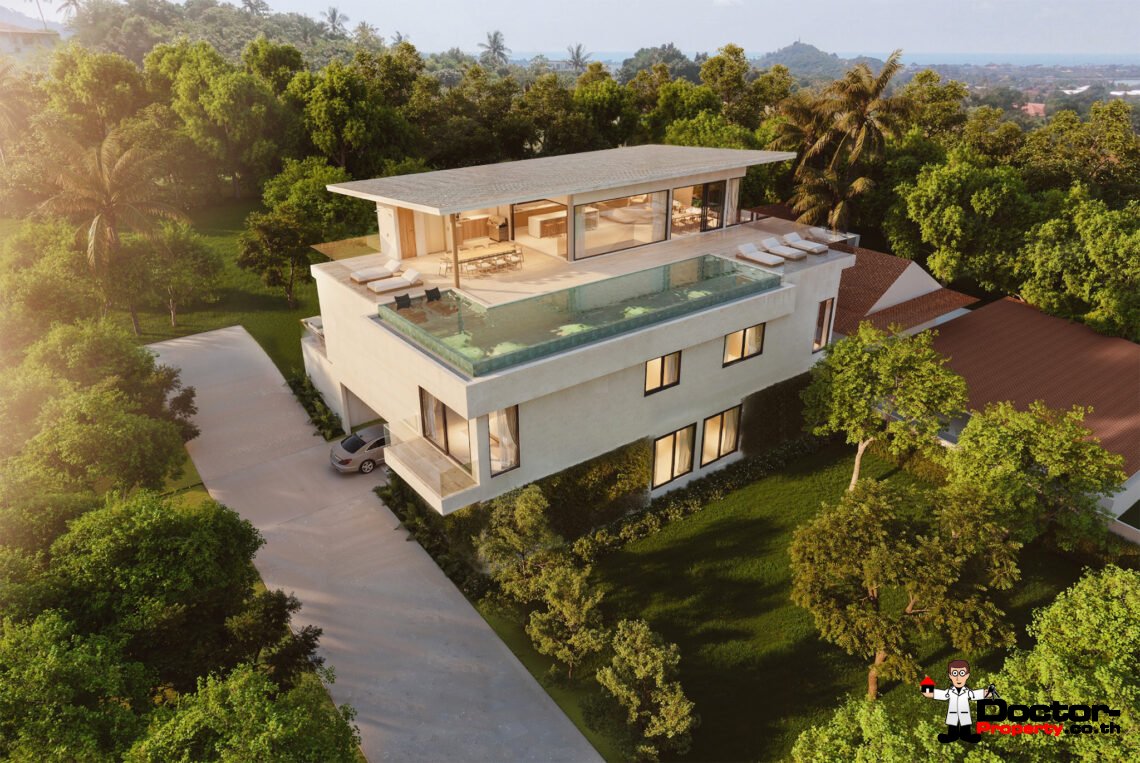 Spacious Luxurious 7 Bedroom Pool Villa with Sea View in Bang Rak, Koh Samui – For Sale