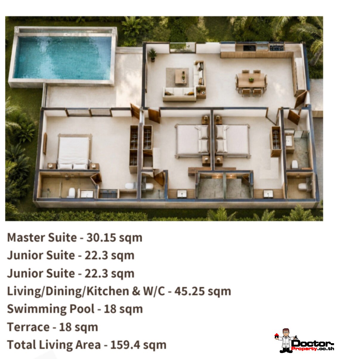 Modern 3 Bedroom Pool Villa in Na Mueang, Koh Samui – For Sale