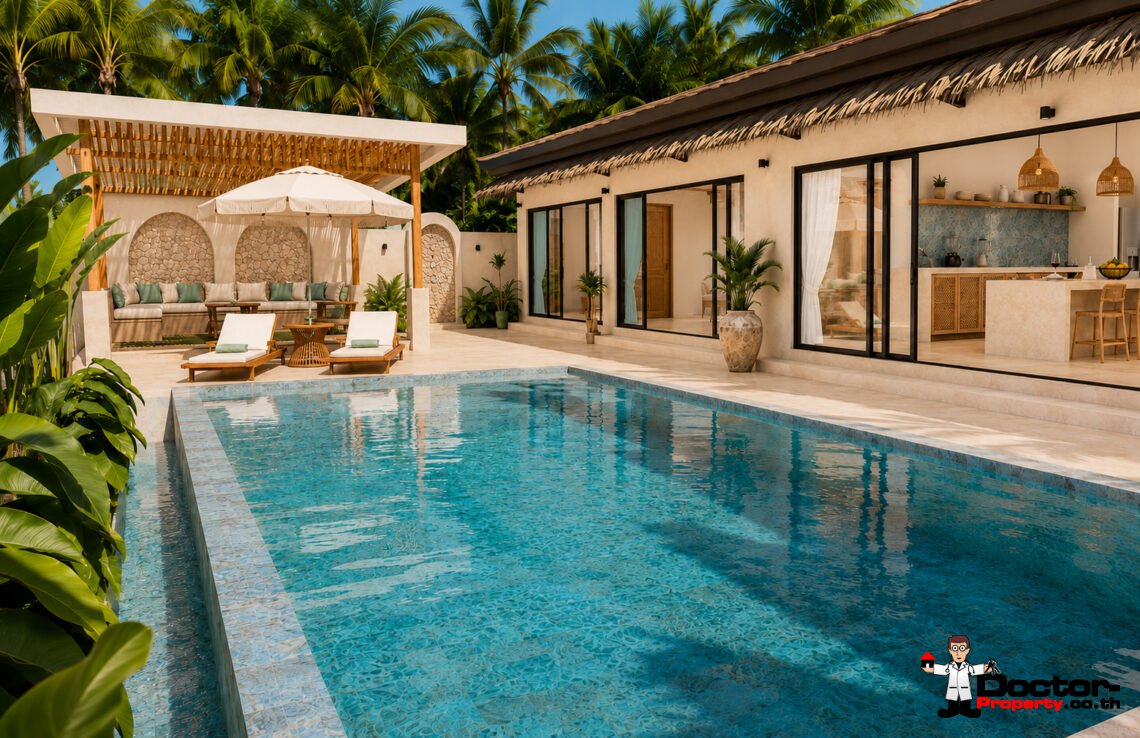 New 3 Bedroom Tropical Villa in Thong Krut, Koh Samui – For Sale