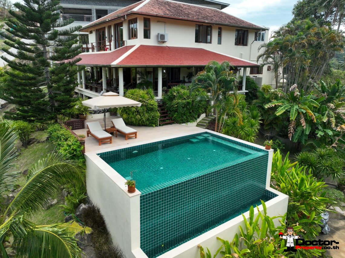 3 + 1 Bedroom Villa With Sea View in Taling Ngam, Koh Samui – For Sale