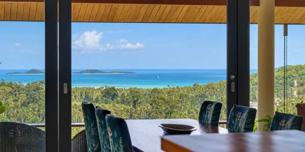 Dining room sea view at the villa in Taling Ngam, Koh Samui