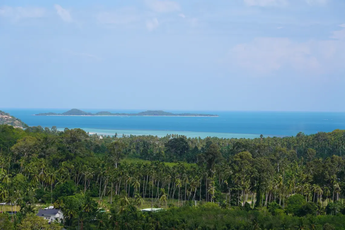 Sea and hillside view at the villa in Taling Ngam, Koh Samui