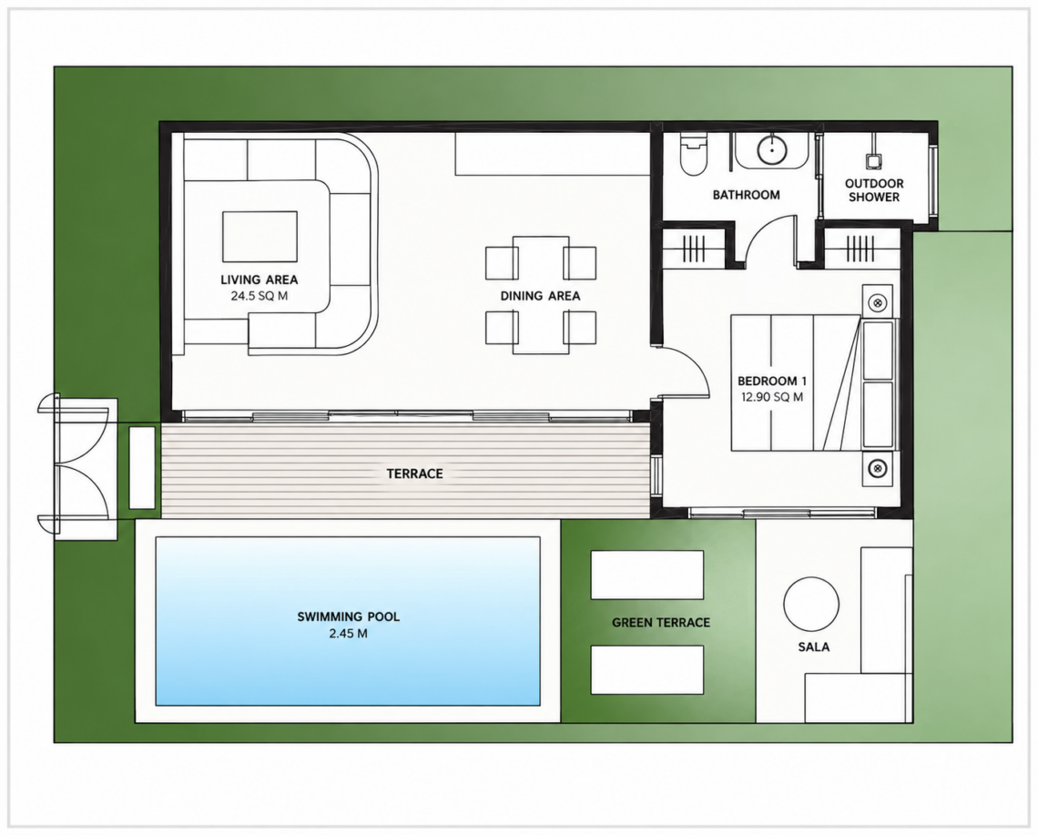 1 Bedroom Pool Villa for Sale in Lipa Noi, Koh Samui