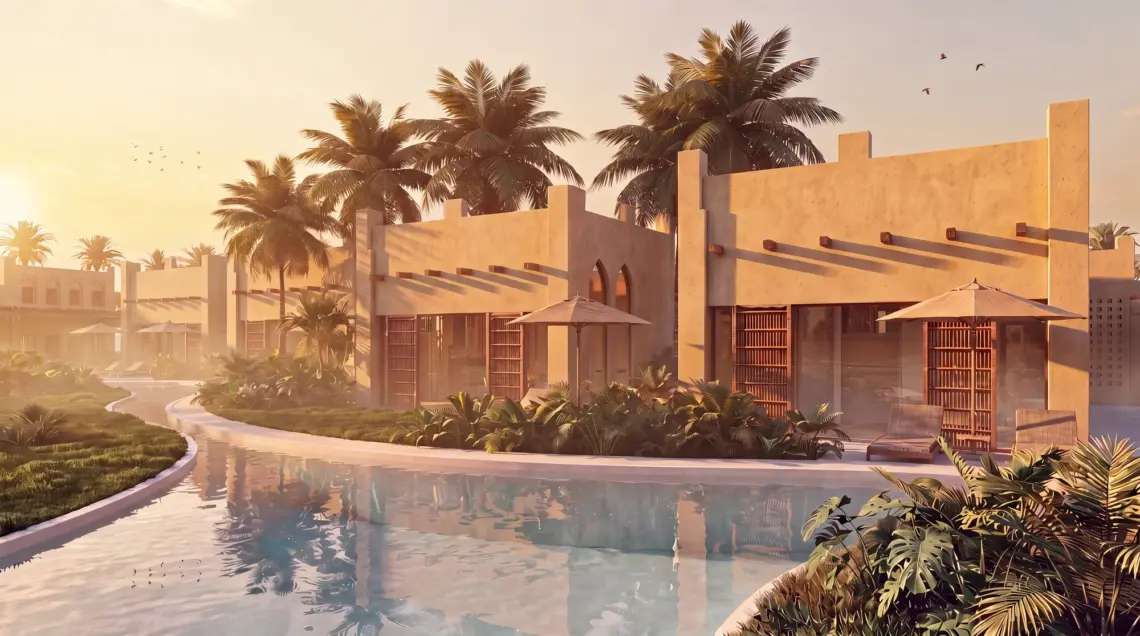 Type 1 Exterior Sunset in Chaweng Noi, Koh Samui — architectural render