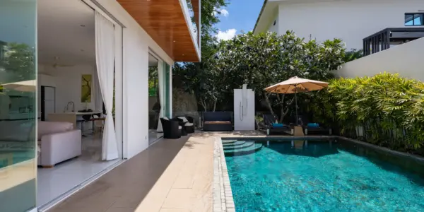 pool terrace in a garden pool villa in Lamai