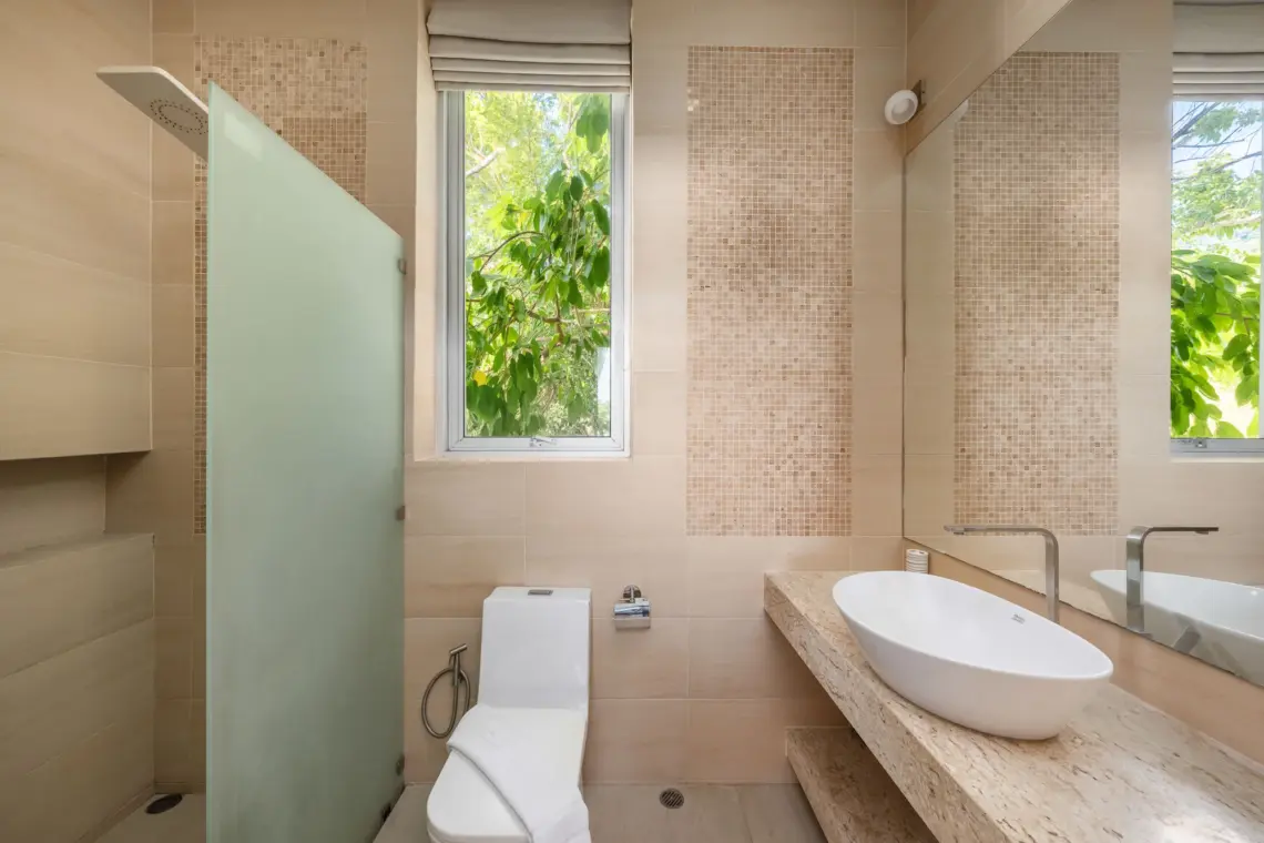 bathroom two in a garden pool villa in Lamai