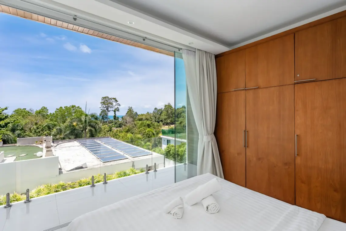 bedroom balcony in a garden pool villa in Lamai