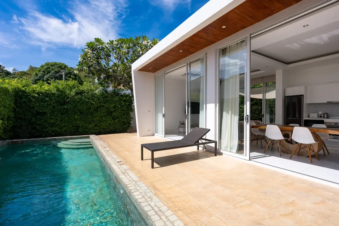 Pool terrace at the 2 bedroom garden pool villa in Chaweng Noi