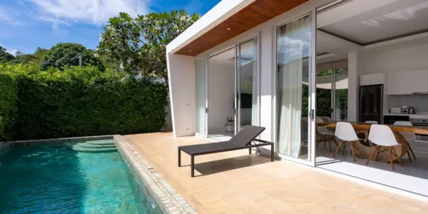 Pool terrace at the 2 bedroom garden pool villa in Chaweng Noi