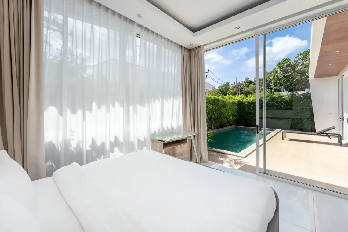 Bedroom pool access at the 2 bedroom garden pool villa in Chaweng Noi