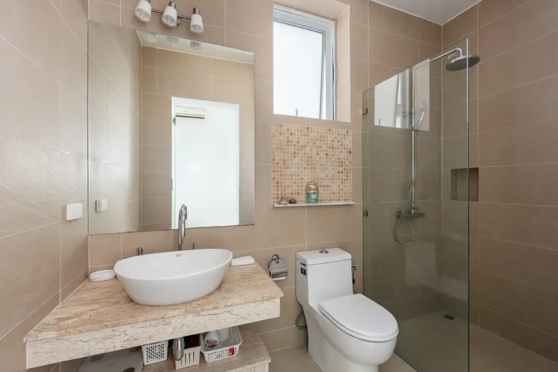 Bathroom one at the 2 bedroom garden pool villa in Chaweng Noi