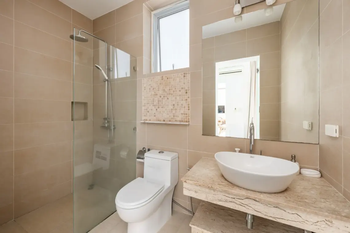 Bathroom two at the 2 bedroom garden pool villa in Chaweng Noi
