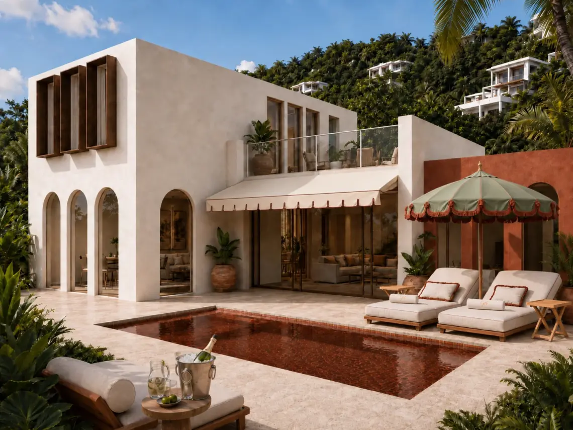 Architectural render of villa and private pool in Chaweng Noi, Koh Samui