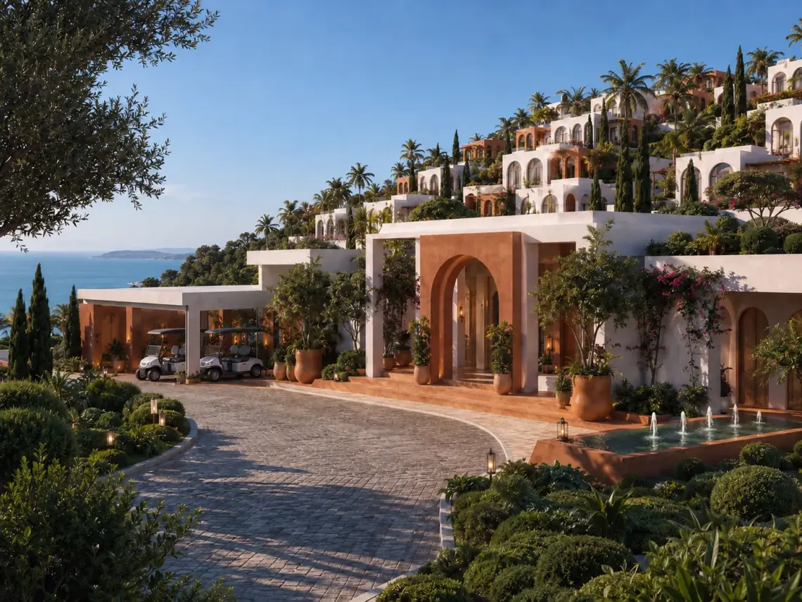 Architectural render of proposed clubhouse and estate in Chaweng Noi, Koh Samui