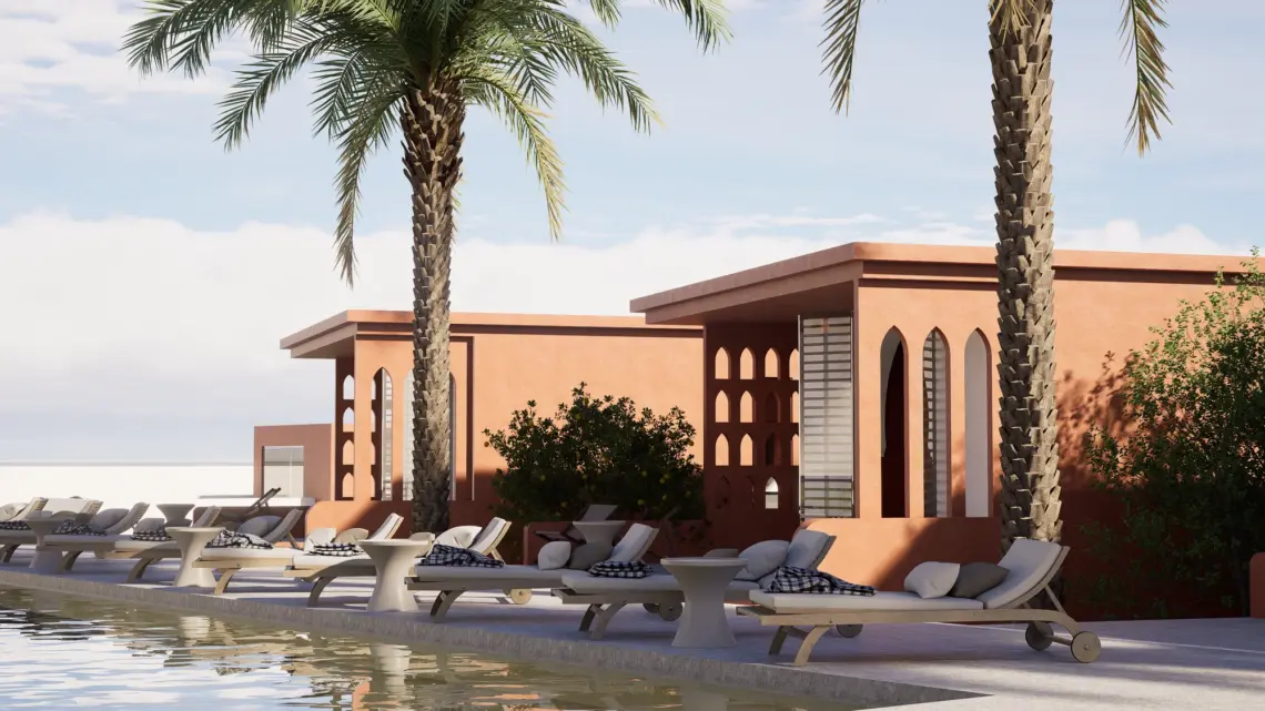 Architectural render of shared pool in Chaweng Noi, Koh Samui
