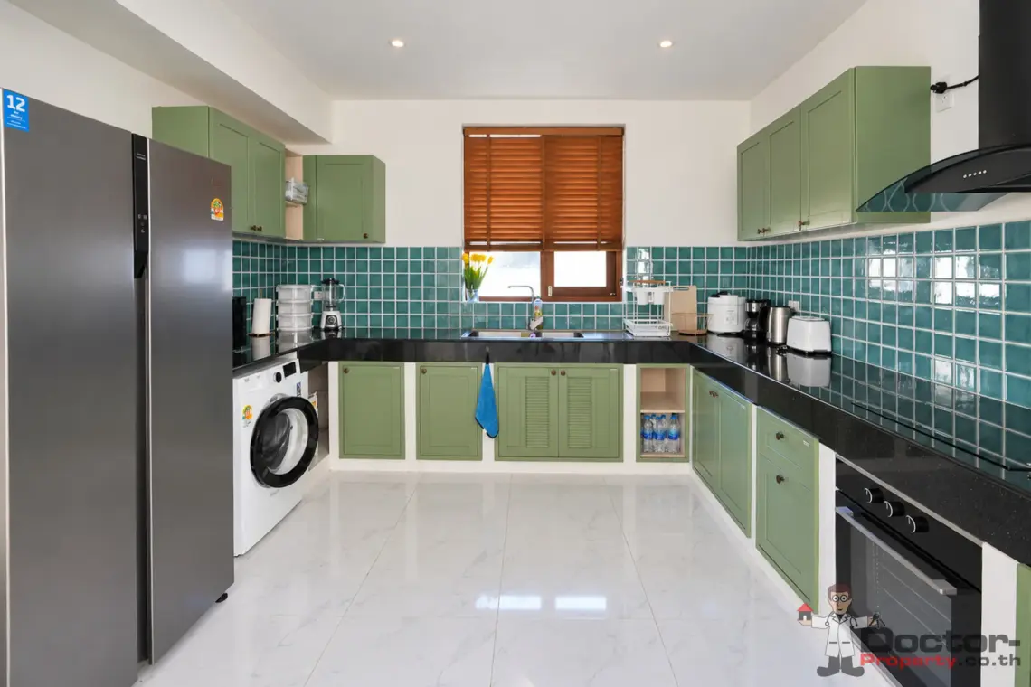 Kitchen overview at the 4 bedroom pool villa in Plai Laem, Koh Samui