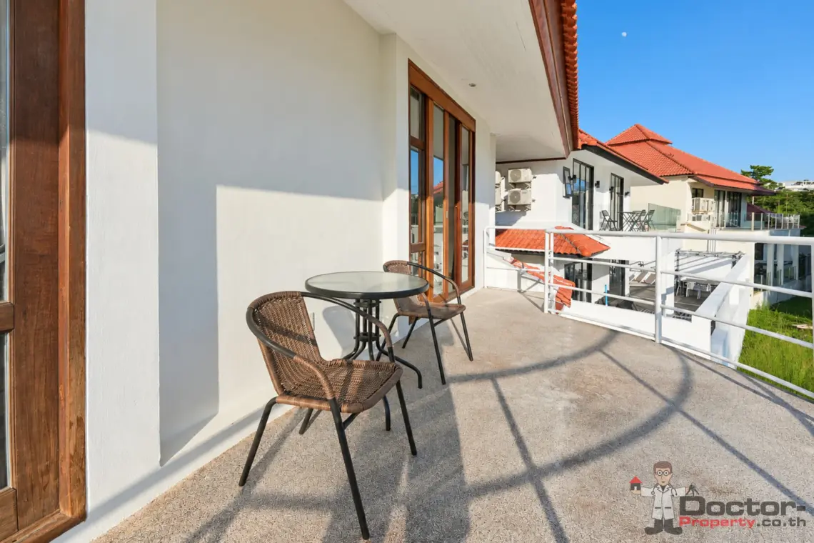 Balcony seating at the 4 bedroom pool villa in Plai Laem, Koh Samui