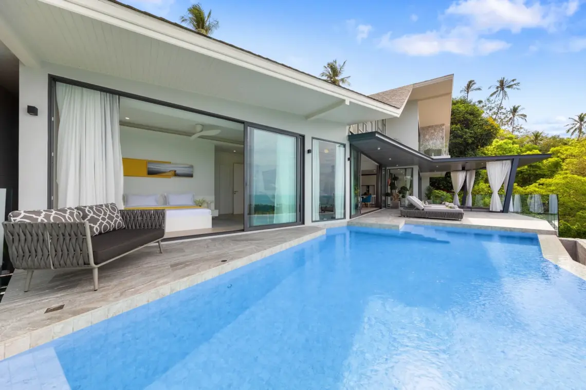Private swimming pool and villa terrace