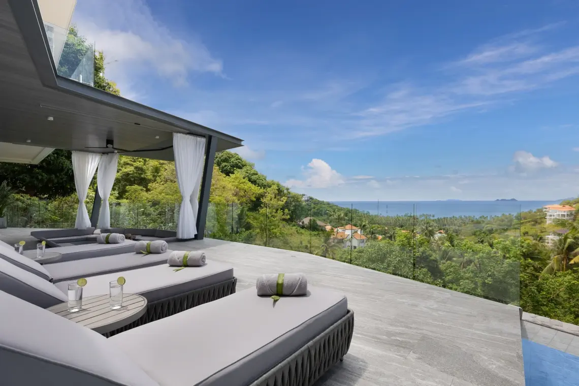 Sea view from the shaded pool terrace