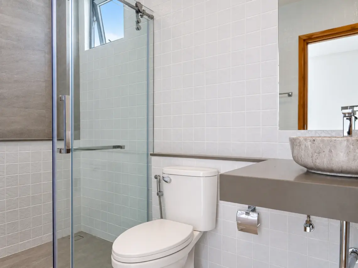 Bathroom basin 1 at a completed showcase duplex villa in Bo Phut, Koh Samui