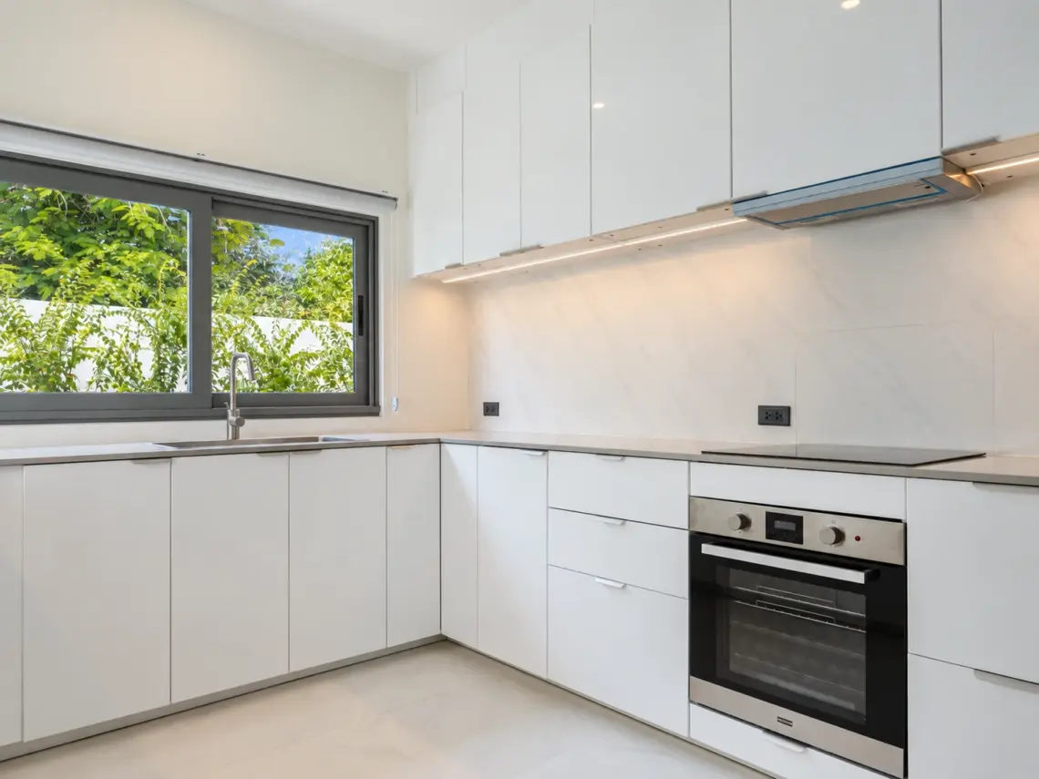 Kitchen oven at a completed showcase duplex villa in Bo Phut, Koh Samui