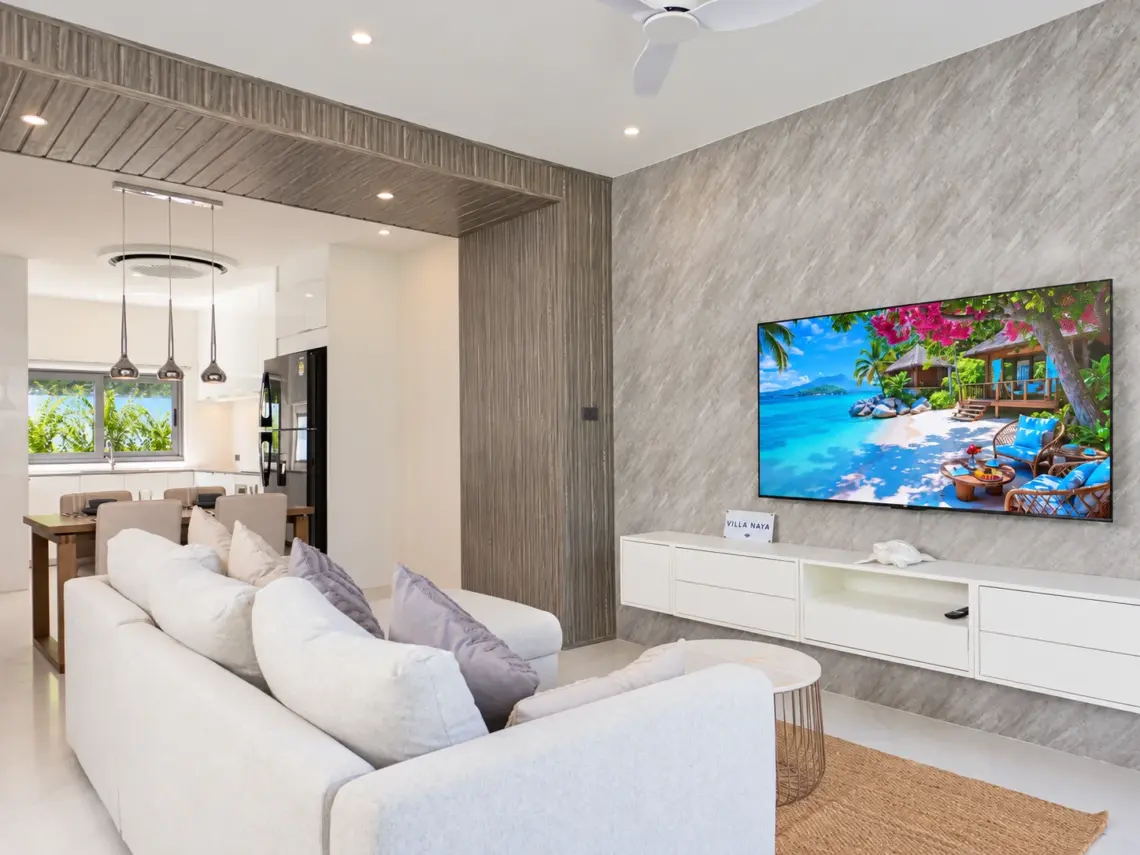 Living tv at a completed showcase duplex villa in Bo Phut, Koh Samui