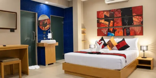 Guest bedroom at a boutique hotel in Bang Rak, Koh Samui