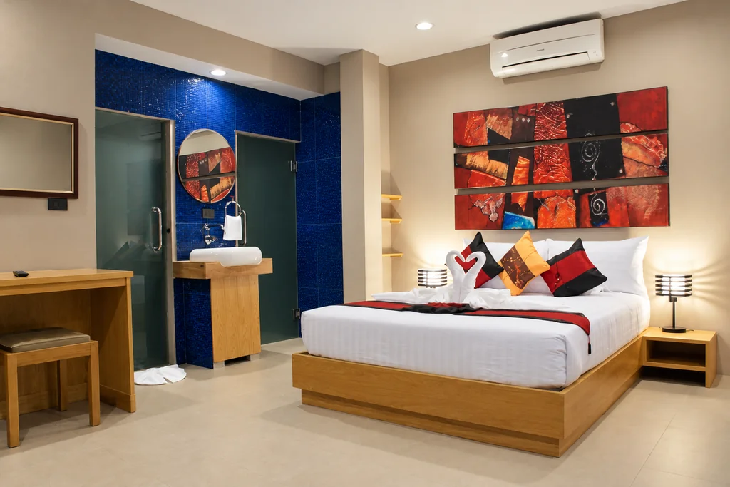 Guest bedroom at a boutique hotel in Bang Rak, Koh Samui
