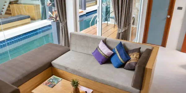 Poolside lounge at a boutique hotel in Bang Rak, Koh Samui