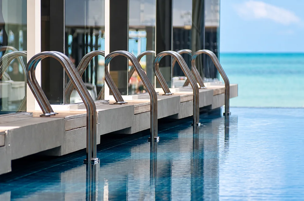 Pool ladders at a boutique hotel in Bang Rak, Koh Samui