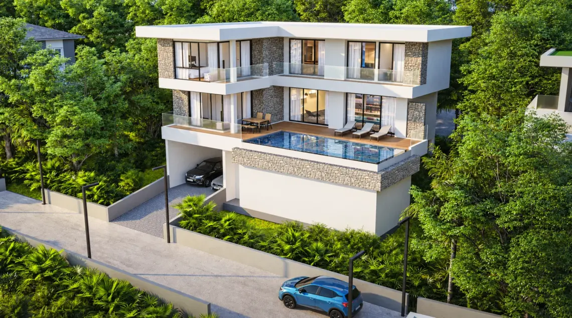 Villa D exterior architectural render (sold) in Plai Laem, Koh Samui