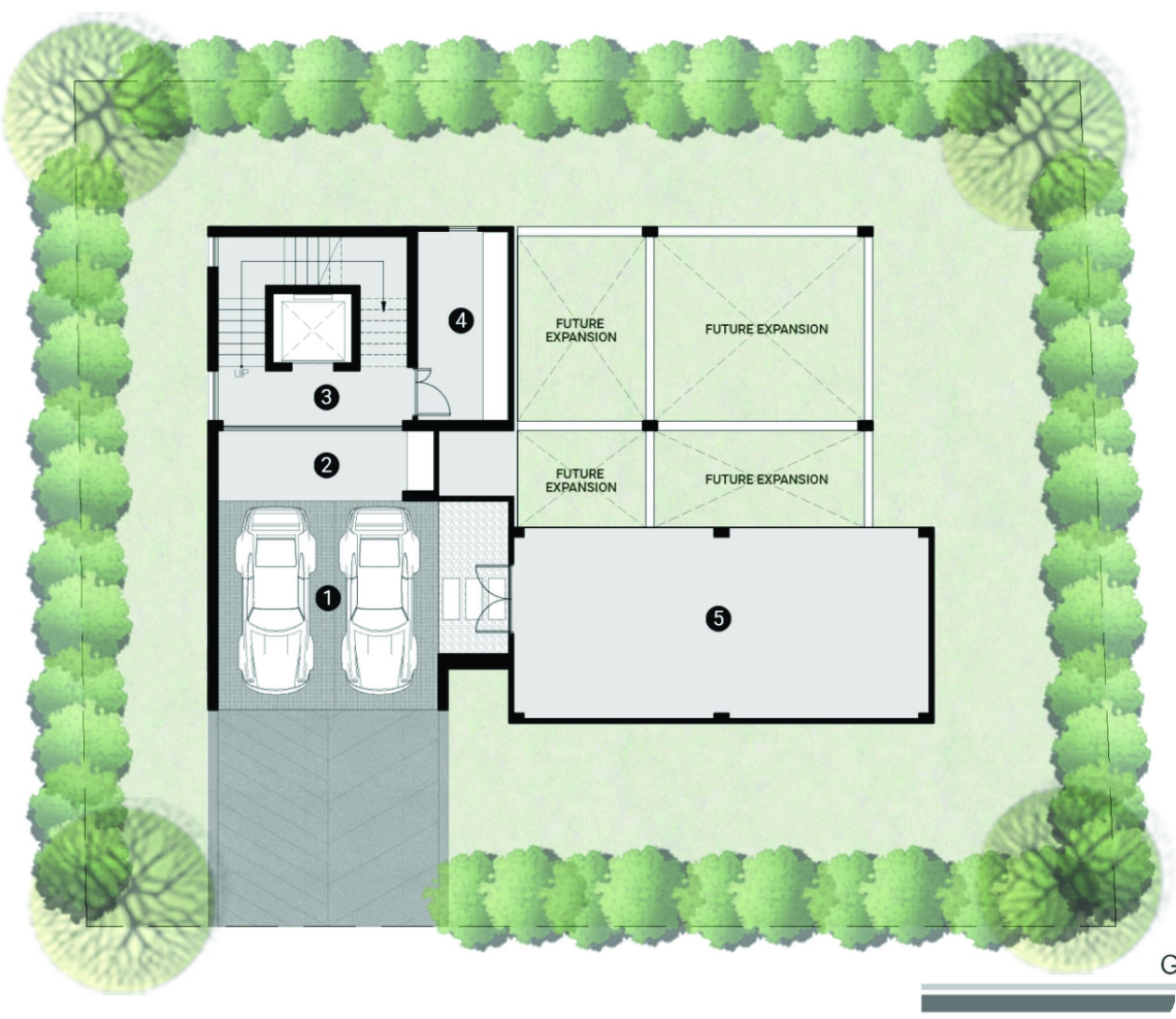 Villa D ground floor plan in Plai Laem, Koh Samui