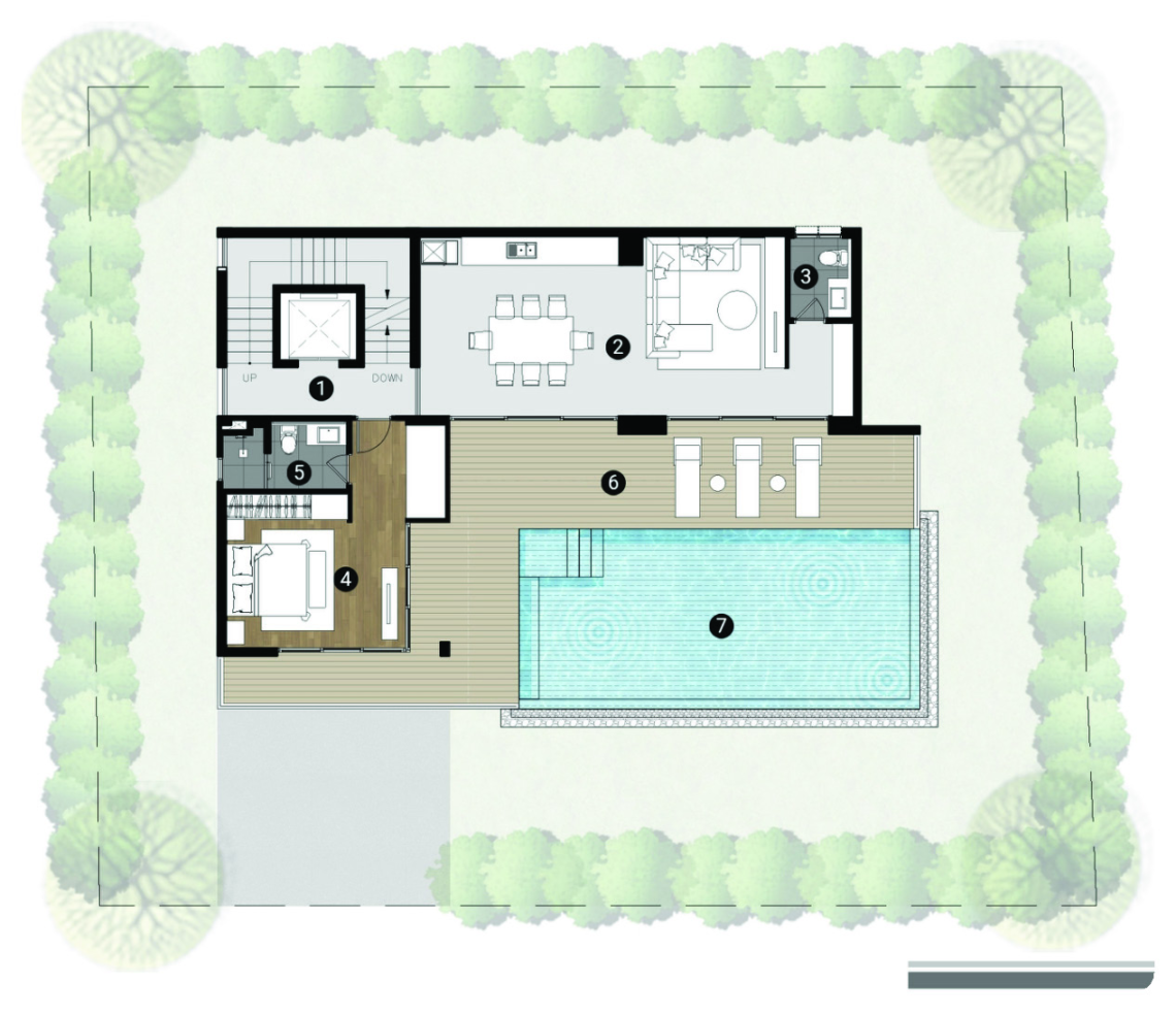 Villa D second floor plan in Plai Laem, Koh Samui